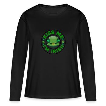 St Paddy’s St Patricksday St Patrick Day - T-shirt manches longues Premium bio Femme - noir - Devant - Julia (174cm)