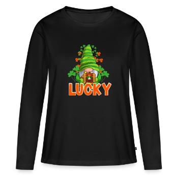 St Paddy’s St Patricksday St Patrick Day - T-shirt manches longues Premium bio Femme - noir - Devant - Julia (174cm)