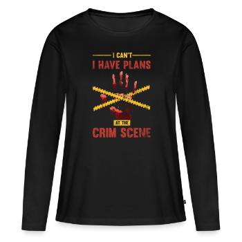 Je ne peux pas, j’ai des casseroles sur la scène du crime, - T-shirt manches longues Premium bio Femme - noir - Devant - Julia (174cm)