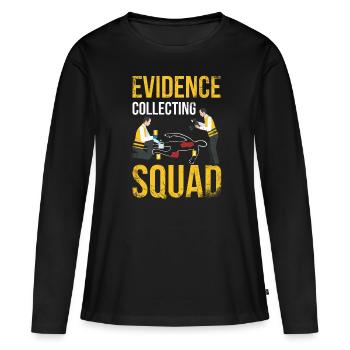 Escouade de collecte d’éléments de preuve, enquêteur - T-shirt manches longues Premium bio Femme - noir - Devant - Julia (174cm)