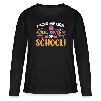 J’ai maîtrisé mes 100 premiers jours d’école - T-shirt manches longues Premium bio Femme - noir - Devant - Julia (174cm)