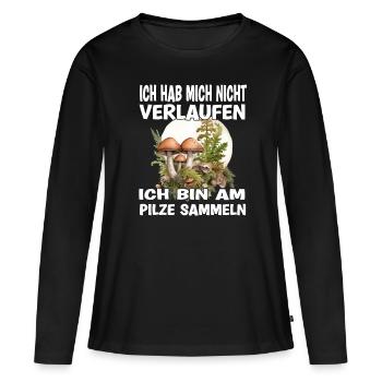 Je ne me suis pas perdue, je suis sur le champignon - T-shirt manches longues Premium bio Femme - noir - Devant - Julia (174cm)