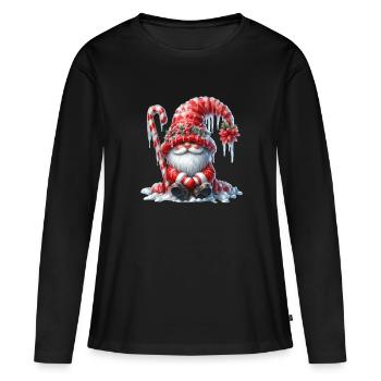 Gnome de Noël confortable avec canne à sucre - T-shirt manches longues Premium bio Femme - noir - Devant - Julia (174cm)