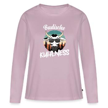 Badische Kuhlness cooler Badner - Frauen Premium Bio Langarmshirt - Altrosa - Vorne - Julia (174cm)