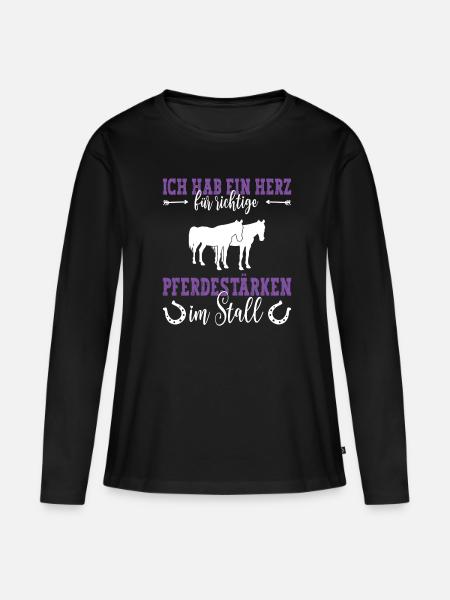 Pferdespruch Shetlandpony - Frauen Premium Bio Langarmshirt - Schwarz