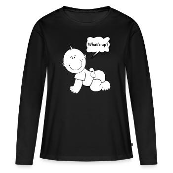 Quoi de bébé Up? Shirts et plus ⓝDesigned par Nakos - T-shirt manches longues Premium bio Femme - noir - Devant - Julia (174cm)