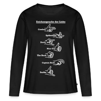 Langue des signes de l'amour sexe baise baise - T-shirt manches longues Premium bio Femme - noir - Devant - Julia (174cm)