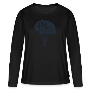 science - T-shirt manches longues Premium bio Femme - noir - Devant - Julia (174cm)