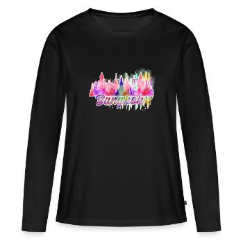 bangkok j - Frauen Premium Bio Langarmshirt - Schwarz - Vorne - Julia (174cm)