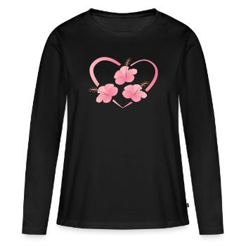 Ein Herz aus Blumen - Frauen Premium Bio Langarmshirt - Schwarz - Vorne - Julia (174cm)