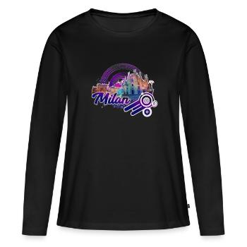 Milan J - Women's Premium Organic Long Sleeve Shirt - black - Front - Julia (174cm)