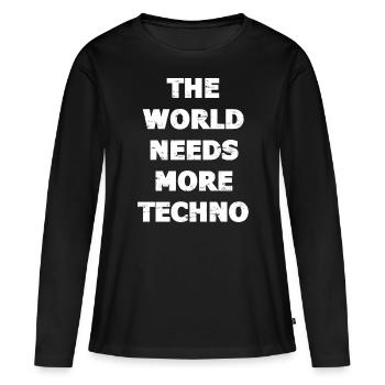 Techno - T-shirt manches longues Premium bio Femme - noir - Devant - Julia (174cm)