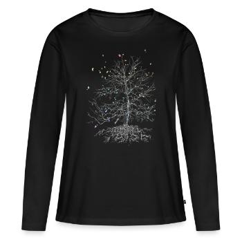 Arbre en fleurs - T-shirt manches longues Premium bio Femme - noir - Devant - Julia (174cm)