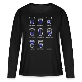 Physicien Optimiste - T-shirt manches longues Premium bio Femme - noir - Devant - Julia (174cm)