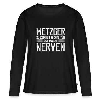 Metzger - Frauen Premium Bio Langarmshirt - Schwarz - Vorne - Julia (174cm)