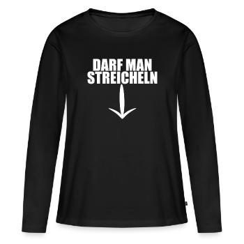 Darf man streicheln - Bauch Dick Bierbauch - Frauen Premium Bio Langarmshirt - Schwarz - Vorne - Julia (174cm)