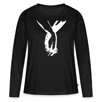 main dans la main - T-shirt manches longues Premium bio Femme - noir - Devant - Julia (174cm)