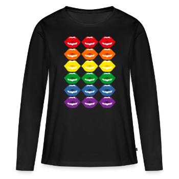 Drapeau arc-en-ciel Drapeau arc-en-ciel LBGT Pride LGBTQ - T-shirt manches longues Premium bio Femme - noir - Devant - Julia (174cm)