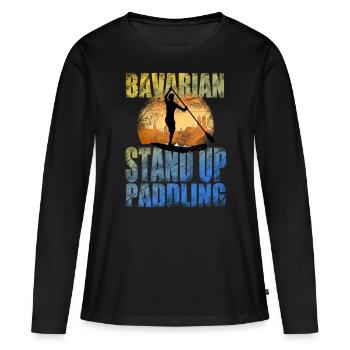 Bavarian Monkey Stand Up Paddling Munich - T-shirt manches longues Premium bio Femme - noir - Devant - Julia (174cm)