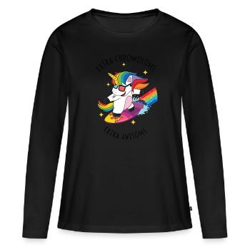 chromosomes supplémentaires extra génial - T-shirt manches longues Premium bio Femme - noir - Devant - Julia (174cm)
