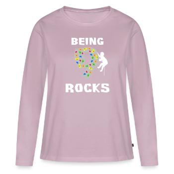 9 Felsen sein - Klettern 9. Geburtstagsgeschenk - Frauen Premium Bio Langarmshirt - Altrosa - Vorne - Julia (174cm)