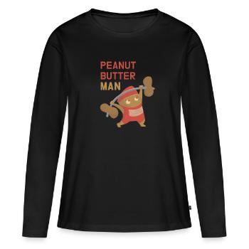 Erdnussbutter Mann - Frauen Premium Bio Langarmshirt - Schwarz - Vorne - Julia (174cm)