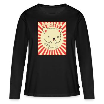 Japonais minou - T-shirt manches longues Premium bio Femme - noir - Devant - Julia (174cm)