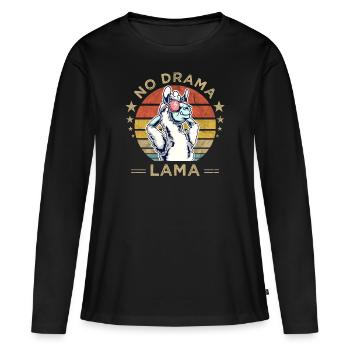 No Drama Lama Vintage Retro Alpaca Relaxing - Women's Premium Organic Long Sleeve Shirt - black - Front - Julia (174cm)