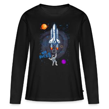 Lustiger Astronaut Spaceman Raumschiff Geschenk - Frauen Premium Bio Langarmshirt - Schwarz - Vorne - Julia (174cm)