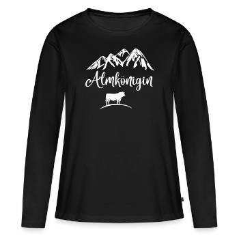 Alm Berge Tirol Schweiz Bayern Almkönigin Kuh Berg - Frauen Premium Bio Langarmshirt - Schwarz - Vorne - Julia (174cm)