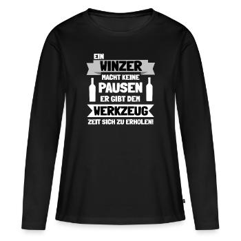 Winzer - Frauen Premium Bio Langarmshirt - Schwarz - Vorne - Julia (174cm)