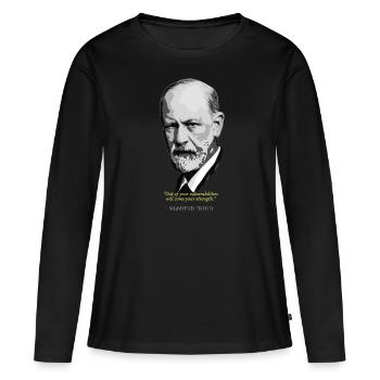 Sigmund Freud Citation - T-shirt manches longues Premium bio Femme - noir - Devant - Julia (174cm)