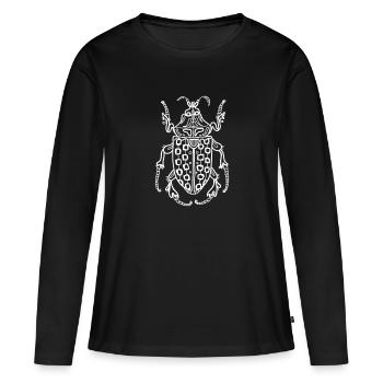 Illustration de t-shirt Cockchafer | Bestseller | - T-shirt manches longues Premium bio Femme - noir - Devant - Julia (174cm)