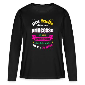 PRINCESSE ET ARCHITECTE - T-shirt manches longues Premium bio Femme - noir - Devant - Julia (174cm)