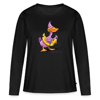 Ente Sport baden walking schwimmen Sommer Badeente - Frauen Premium Bio Langarmshirt - Schwarz - Vorne - Julia (174cm)