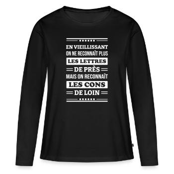 RECONNAÎTRE LES CONS - T-shirt manches longues Premium bio Femme - noir - Devant - Julia (174cm)