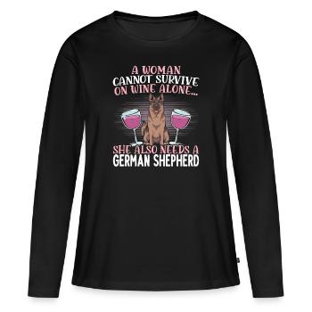 A Girl And Her German Shepherd Dog Mama Puppy - Women's Premium Organic Long Sleeve Shirt - black - Front - Julia (174cm)