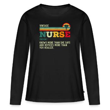 Vintage Nurse Definition Hospital Medical Nursing - Women's Premium Organic Long Sleeve Shirt - black - Front - Julia (174cm)