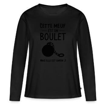 Cette Meuf est un Boulet mais elle est canon - T-shirt manches longues Premium bio Femme - noir - Devant - Julia (174cm)