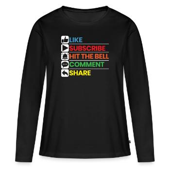Comme Abonnez-vous Appuyez sur le bell commentaire partage Streamer - T-shirt manches longues Premium bio Femme - noir - Devant - Julia (174cm)