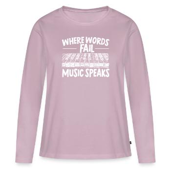 Où les mots échouent La musique parle Pianiste Pianiste Joueur de piano - T-shirt manches longues Premium bio Femme - rose poudré - Devant - Julia (174cm)