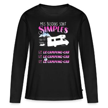 Femme camping-car passion - T-shirt manches longues Premium bio Femme - noir - Devant - Julia (174cm)
