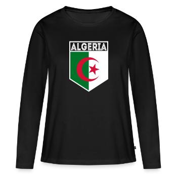 Algerien Algeria Flagge Fahne Wappen - Frauen Premium Bio Langarmshirt - Schwarz - Vorne - Julia (174cm)