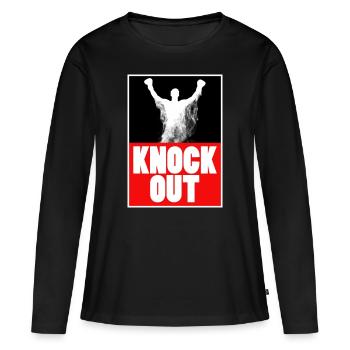 Boxe Boxer Knock Out Arts Martiaux Cadeau - T-shirt manches longues Premium bio Femme - noir - Devant - Julia (174cm)