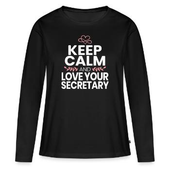 Restez calme et aimez votre secrétaire assistante administrative - T-shirt manches longues Premium bio Femme - noir - Devant - Julia (174cm)