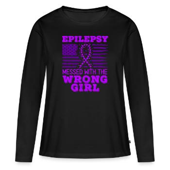 Epilepsie mit dem falschen Mädchen USA Flagge durcheinander gebracht - Frauen Premium Bio Langarmshirt - Schwarz - Vorne - Julia (174cm)