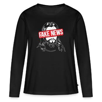 Fake News Anti-Religion Agnostic Atheist - Women's Premium Organic Long Sleeve Shirt - black - Front - Julia (174cm)