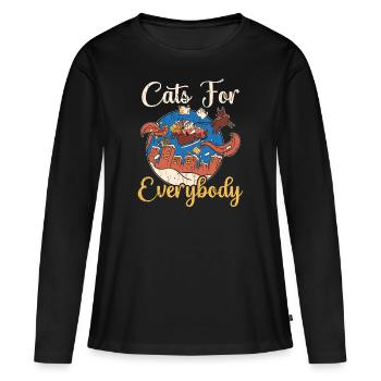Katzen für alle Weihnachten Weihnachtsmann Kitty - Frauen Premium Bio Langarmshirt - Schwarz - Vorne - Julia (174cm)