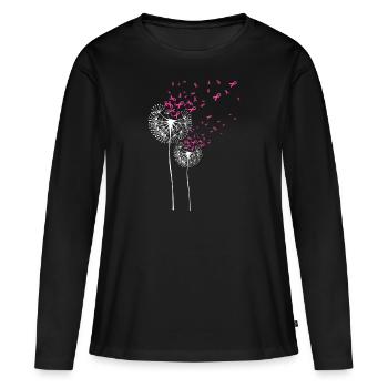 Mois de la sensibilisation au cancer du sein Combattre le cancer Chimio - T-shirt manches longues Premium bio Femme - noir - Devant - Julia (174cm)