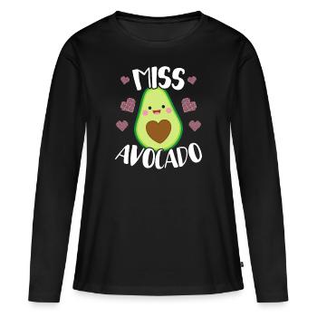 Miss Avocado Vegetarian Guacamole Avocado Queen - Women's Premium Organic Long Sleeve Shirt - black - Front - Julia (174cm)